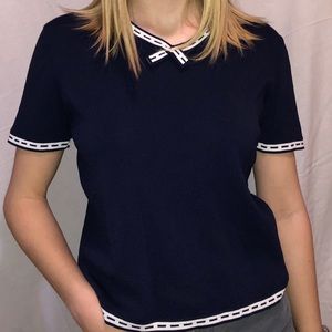 Alfred Dunner navy blue sailor short sleeve